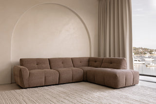 Como 4 Seater Corner Chaise - Walnut