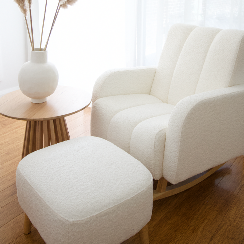 The Siesta Rocker | Boucle Arctic | Rocking Chair & Ottoman | Furniture ...