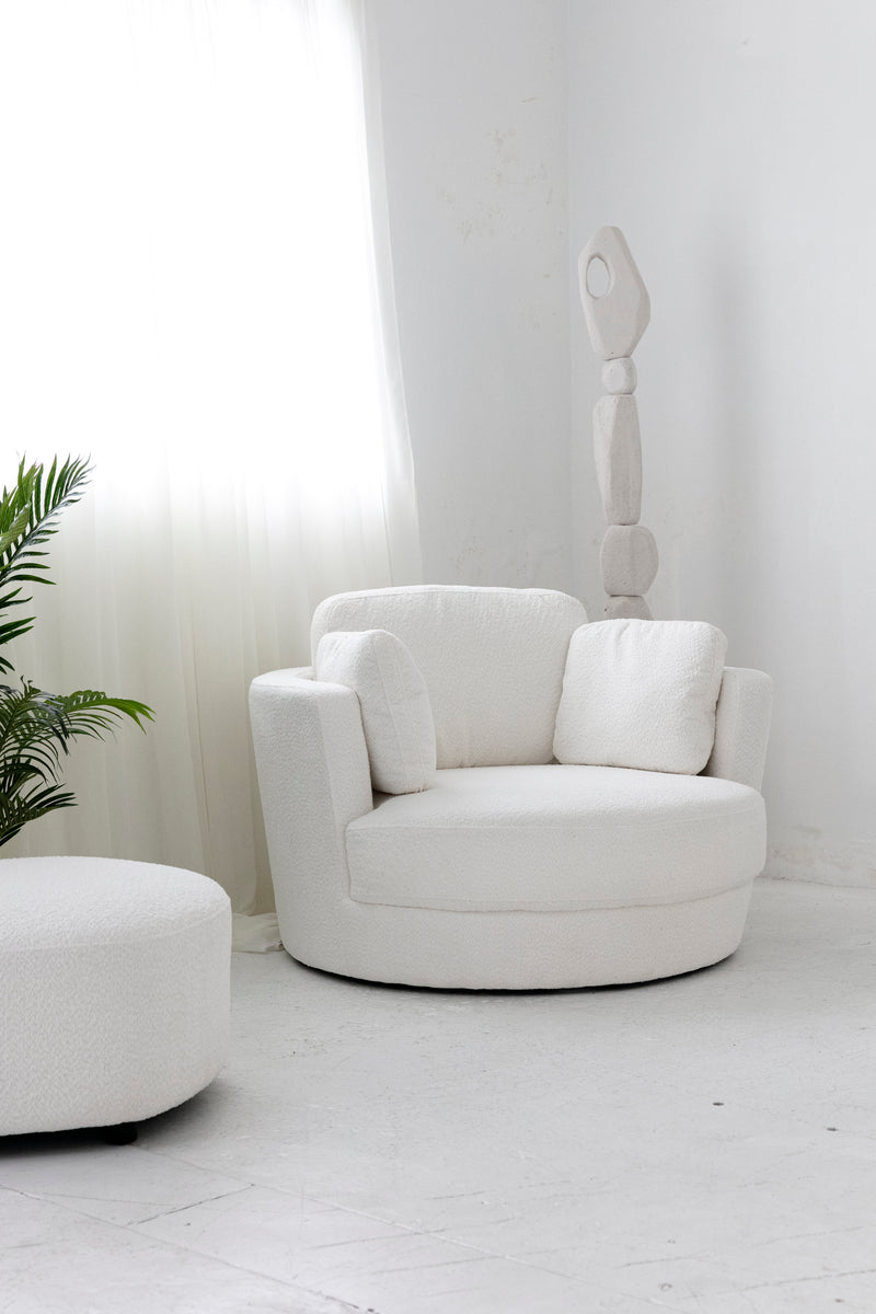 Brandy Swivel Chair - Boucle Arctic